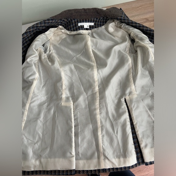 VERONICA BEARD | Faustine Dickey Houndstooth Mixed Media Jacket Blue Multi 00 - Picture 12 of 14